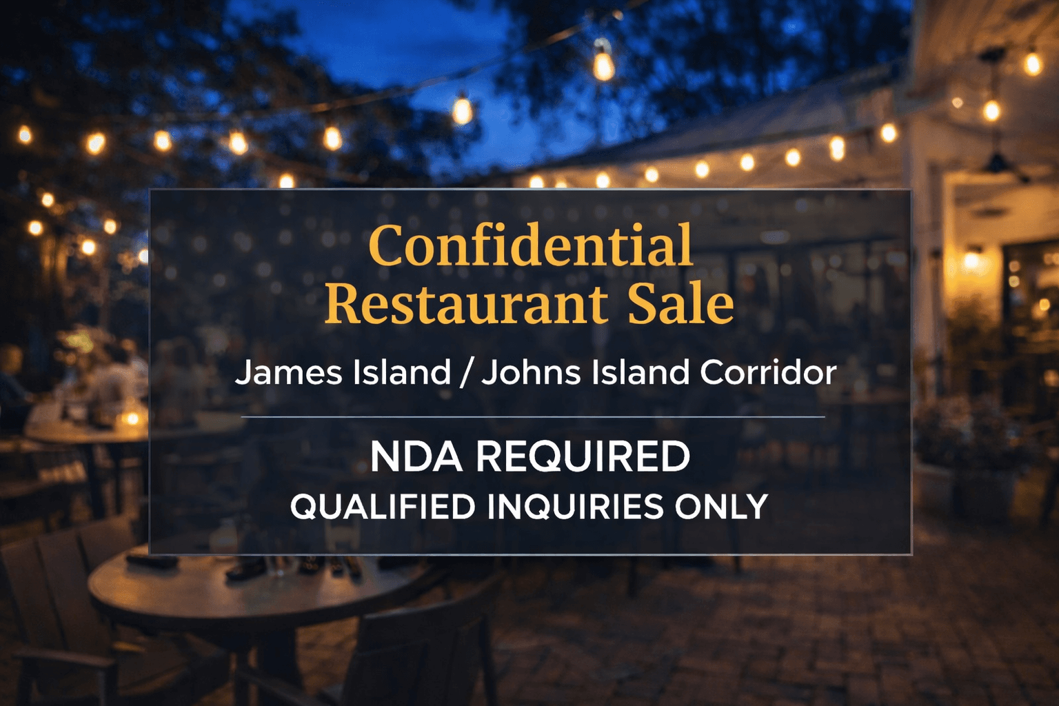 Turnkey Restaurant for Sale โ James & Johns Island, Charleston